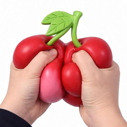 Giant Cherry Squishies Stress Ball, Soft Squeeze Stretch Fidget Toy for Adults, Realistic Slow Rising Fruit Sensory Stress Toy for Anxiety Relief, Gift Party (1 pc) thumbnail 4
