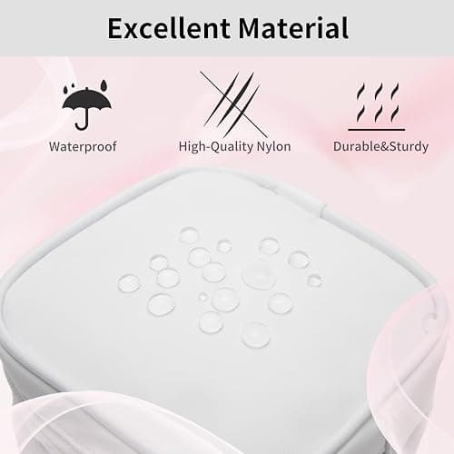 XIAOLER Small Makeup Pouch, Double Zipper Cosmetic Bag, Travel Makeup Bag, Cute Makeup Bag for Purse, Mini Toiletry Bag (White) thumbnail 7