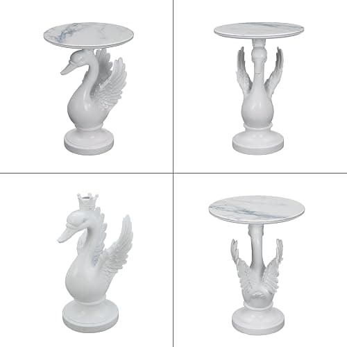 Sprgarde Luxury Swan Side Table, White Faux Marble Top Accent End Table, Decorative Coastal Sculpture Furniture for Living Room, Bedroom, Entryway Home Decor thumbnail 6