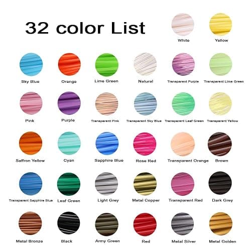 MIKA3D 32 Colors 3D Pen PLA Filament Refills, Each Color 10 Feet, Total 320 feet, Pack with 4 Finger Caps thumbnail 3
