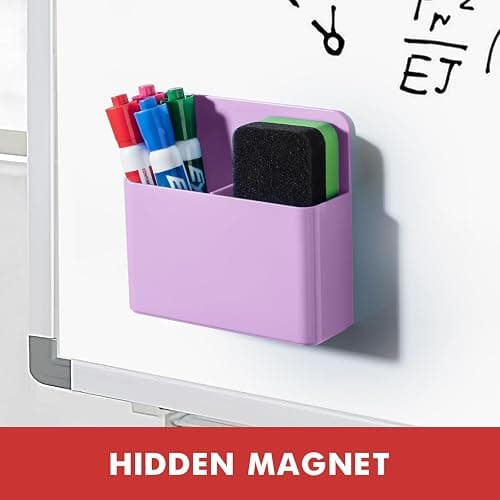 BEYGORM 2 Pack Plastic Magnetic Pen Holder for Refrigerator, Dry Erase Marker Holder for Whiteboard，Magnet School Locker Organizer Accessories, Pencil Cup, Pen Caddy, Classroom Organization(Purple) thumbnail 6