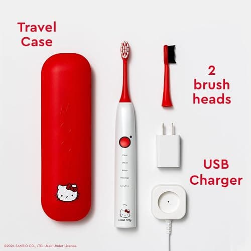 MOON x Hello Kitty Sonic Electric Toothbrush for Adults & Teens, 5 Smart Modes, Clean, White, Massage, Polish & Sensitive, Rechargeable, Travel Case, 2 Brush Heads, Industry-Leading 6 Week Charge thumbnail 5