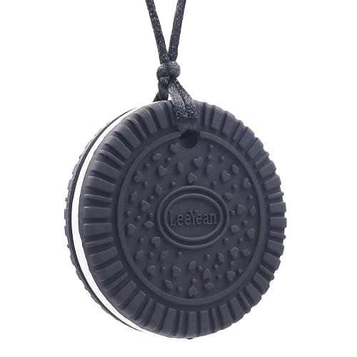 Chew Necklaces for Sensory Kids, Silicone Chewable Pendant for Autism, Chewing, ADHD, SPD, Sensory Oral Motor Aids for Boys and Girls, Chewy Toy for Adults (Black) - Image 1