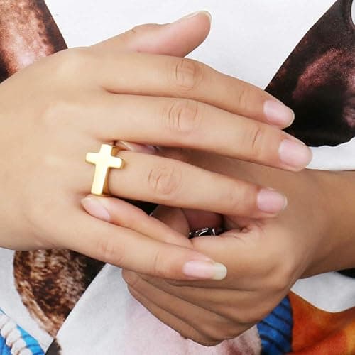 Jude Jewelers Stainless Steel Christian Sideways Cross Signet Style Ring thumbnail 4