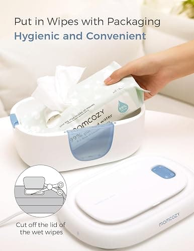 Momcozy Baby Wipe Warmer, Innovative Spring Design, Large Capacity Wipes Dispenser for 60-80pcs, Fast & Even Heating, 4 Modes of Temperature Heating Control, Diaper Wipe Warmer with Night Light, Blue thumbnail 7