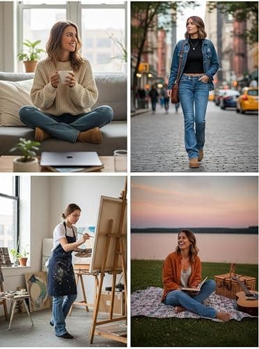 Justalwart Women's Stretch Low Rise Double Button Elastic Skinny Vintage Flare Jeans thumbnail 4