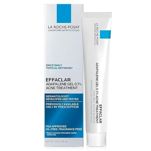 La Roche-Posay Effaclar Adapalene Gel 0.1% Acne Treatment, 1.6oz | Retinoid cream acne medication gel for blackheads and whiteheads. Oil free formula helps clear blemishes and clogged pores. - Image 1