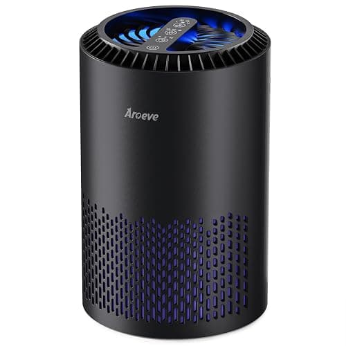 AROEVE Air Purifiers for Bedroom Home, Air Purifier For Smoke Pollen Dander Hair Smell Air Cleaner with Sleep Mode Speed Control For Bedroom Office, MK01- Black(Available for California) - Image 1