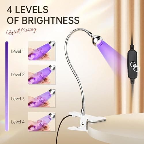 AORAEM U V Nail Lamp,Sliver 3W U V Light for Nails 35NM U V Gel X Nail Lamp with Gooseneck and Clamp for Gel Nail (AA-Silver) thumbnail 4