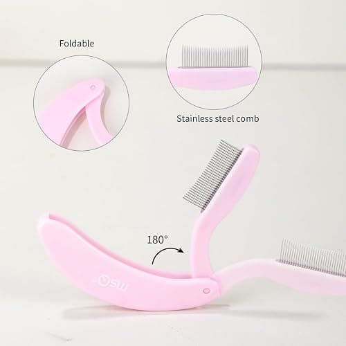Eyelash Comb MSQ Eyelash Separator Tool Eyelash Comb Separator Folding Eyelash Brush Separator Lash Comb for Eyelash Makeup Brush (Pink) thumbnail 3