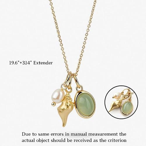 Cliory Adjustable Pearl Necklaces 14k Gold Plated Necklace Natural Pearl Shell Necklace Waterproof Pendant Jewelry for Women and Gift thumbnail 5