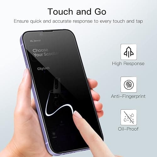 JETech Privacy Full Coverage Screen Protector for iPhone 16e 2025, iPhone 14 6.1-Inch, Anti-Spy Tempered Glass Film, Edge to Edge Protection Case-Friendly, 2-Pack thumbnail 6