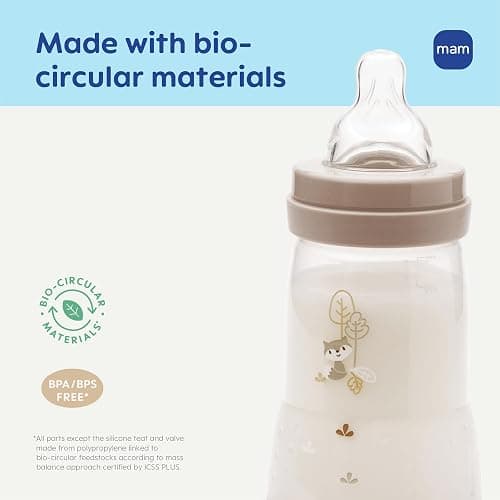 MAM 4.5oz Easy Start Anti-Colic+ Wide Neck Vented Baby Bottle, Extra Slow Flow Breastfeeding-Like Silicone Nipple, Reduces Colic, Gas & Reflux, Easy Clean, BPA Free, 0+ Months, Made in Europe, Boy thumbnail 9