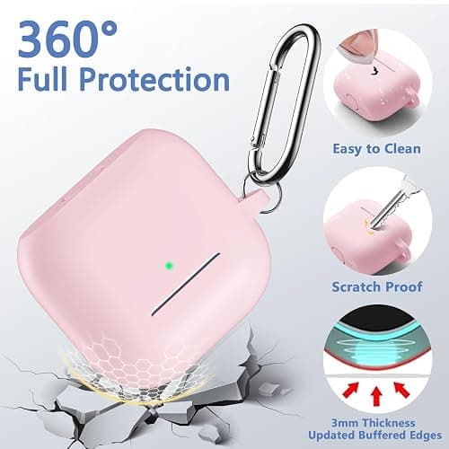 Dgege for Airpods 4th Generation Case Cover(2024),Soft Silicone Full Protective Case for AirPods 4 Case with Keychain & Cleaner Kit,Compatible with Apple Airpods 4 for Women,Men（Lightpink） thumbnail 3