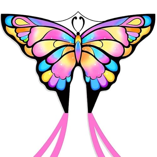 Simxkai Butterfly Kite for Kids & Adults, Easy to Fly Blue Big Kite for Beginners(1Pack 2Pack) - 1 - Butterfly Kite 1 Pack (Pink) - Image 1