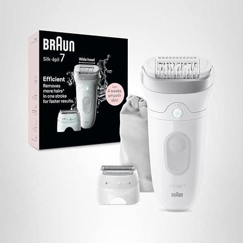 Braun Epilator Silk-épil 7, Hair Removal Device, Women Shaver & Trimmer, Wet and Dry, Wide Head, Includes Shaver Head and Trimmer Comb, SE7-041, Silver, Holiday Gifts for Women thumbnail 8