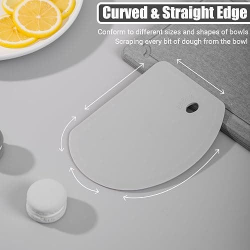 Sapid Flexible Curved Edge Silicone Bowl Scraper(5.98"x4.3"), Food Grade Dough Scraper for Baking Sourdough Bread, Cake, Multipurpose Kitchen Dish Scrapers, Easy to Clean (1, Gray) thumbnail 4