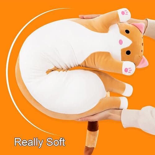 Giant Cat Pillow Plush Cartoon Kitty Sleeping Hugging Pillow, Cuddly Soft Long Kitten Body Pillow Doll Cat Cushion Toy for Kids Girlfriend (Yellow, 90cm/35.4inch) thumbnail 3