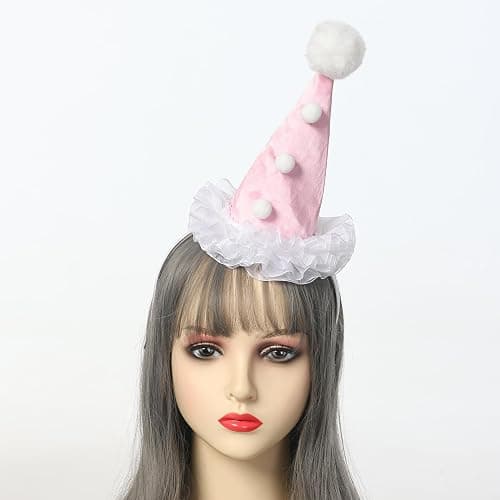 Clown Hat Headband Black and White Mini Jester Costume Accessory | Thick fabric, lightweight, fit for adult, comfortable, suitable party, carnival, Halloween, birthday, renaissance fair thumbnail 3