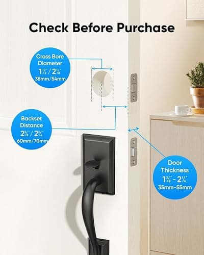 eufy Security Smart Lock C220 Front Door Handle Set, Fingerprint Keypad Door Lock with Handle, Built-in Wi-Fi, App Control, Keyless Entry Deadbolt, 8 Months Battery, IP53 Waterproof, BHMA Certified thumbnail 6