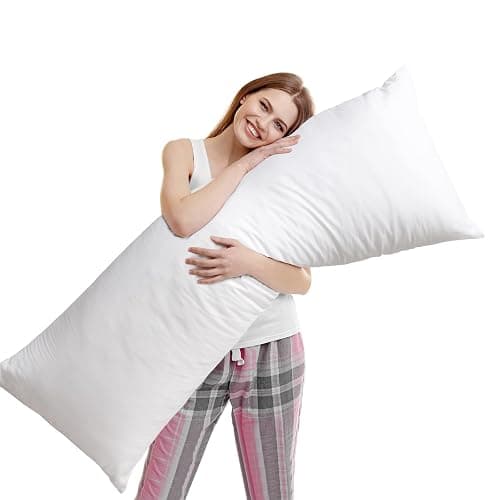 SHERWOOD Body Pillow 20 x 54 Inch Long Pillow, White Cotton Fabric with Down Alternative Filling (Body Pillow) - Image 1