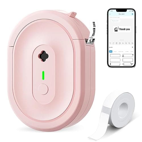 NDYIN Label Maker Machine with Tape, N12 Portable Bluetooth Label Printer, Wireless Mini Label Makers Thermal Sticker with Multiple Templates for Home, Kitchen, School, Office Organization, Pink - Image 1
