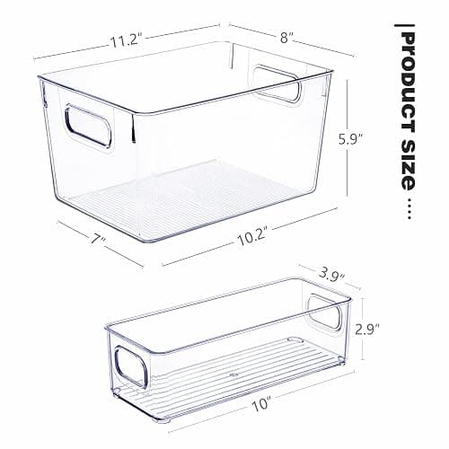 SKTEET Set of 8 Clear Plastic Storage Bins, 4 Large and 4 Small Stackable Storage Containers for Pantry Organization and Kitchen Storage Bins,Home Edit and Cabinet Organizers thumbnail 3