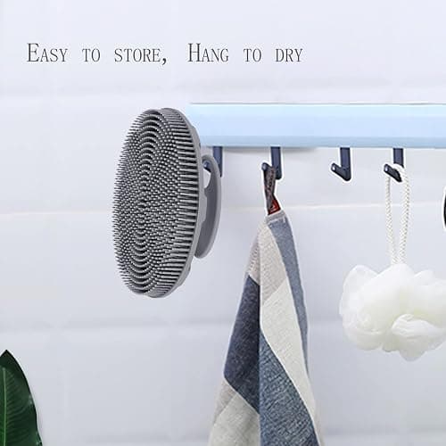 INNERNEED Food-Grade Soft Silicone Body Scrubber Shower Brush Handheld Cleansing Skin Brush, Gentle Exfoliating and Lather Well (Gray) thumbnail 6