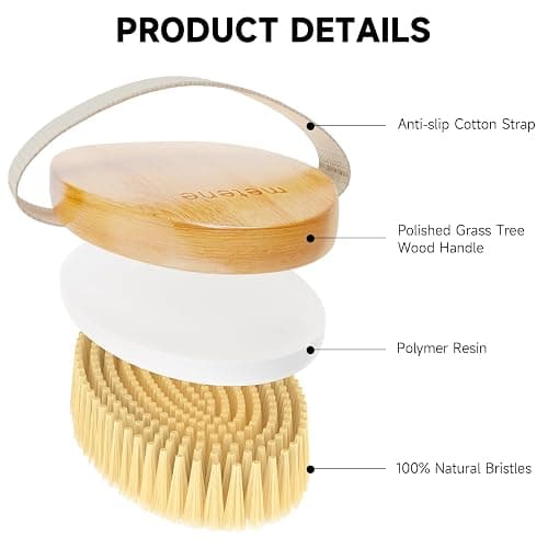 Metene Dry Brushing Body Brush, Exfoliating Body Scrubbers, Natural Bristles for Dry Skin, Improve Circulation, Stop Ingrown Hairs, Reduce Acne and Cellulite thumbnail 4