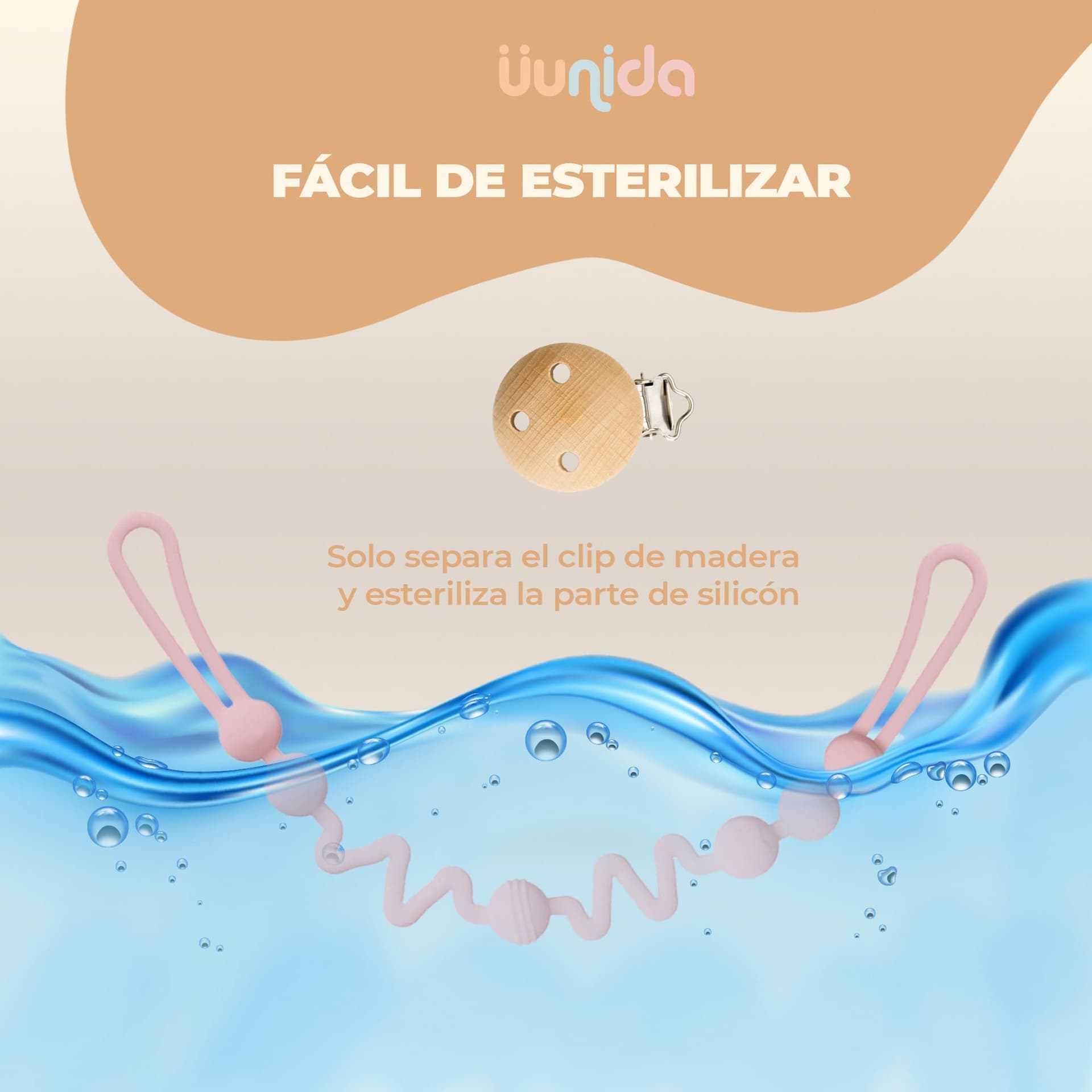 uunida baby Porta Chupon de Silicona suave Libre de BPA - Porta Chupones para Bebe - Clip para Chupon - Correa para Chupon de Bebe - Sujeta Chupón (Gris + Azul Cielo) thumbnail 6