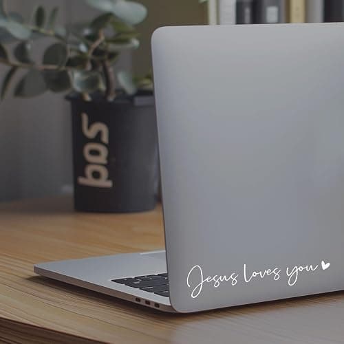 2 x Jesus Love You Rearview Mirror Decal Water Bottle Stickers Affirmation Reminder Sticker Laptop Bumper Sticker Tumbler Vinyl Sticker Car Mirror Decal New Car Decor (Jesus Loves You, White) thumbnail 2