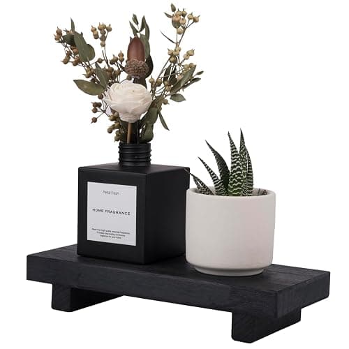 zoocatia Small Wood Tray Pedestal Stand Farmhouse Bathroom Decor Decorative Wooden Riser Kitchen Soap Dish Holder for Vanity, Counter, Sink, Black thumbnail 7