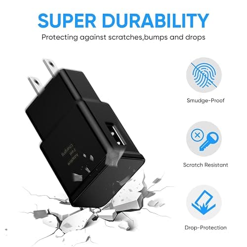 Adaptive Fast Charging Block USB Wall Charger Adapter Fits Samsung Galaxy S25/S24/S23/S22/S22 Ultra/S21/S20/S10/S9/S8/S7/Edge/Note 10 Quick Charge (Black, 2 Pack) thumbnail 4