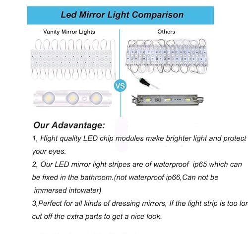 Led Vanity Mirror Lights, Hollywood Style Vanity Make Up Light, 10ft Ultra Bright White LED, Dimmable Touch Control Lights Strip, for Makeup Vanity Table & Bathroom Mirror, Mirror Not Included thumbnail 5
