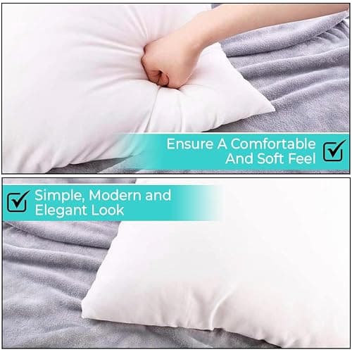 QUBA LINEN 18 x 18 Throw Pillow Insert - Pack of 2 White, Down Alternative Pillow Inserts for Decorative Pillow Covers, Throw Pillows for Bed, Couch Pillows for Living Room (Pack of 2) thumbnail 4