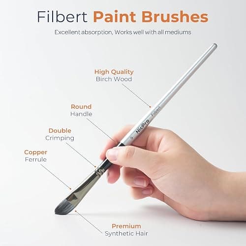 Nicpro 12PCS Artist Paint Brush Set, Craft Paint Brushes for Acrylic Painting, Oil, Watercolor, Gouache, Tempera, Face, Body, Fabric, Leather, Model, Art Supplies Paintbrushes for Artists Beginners thumbnail 2