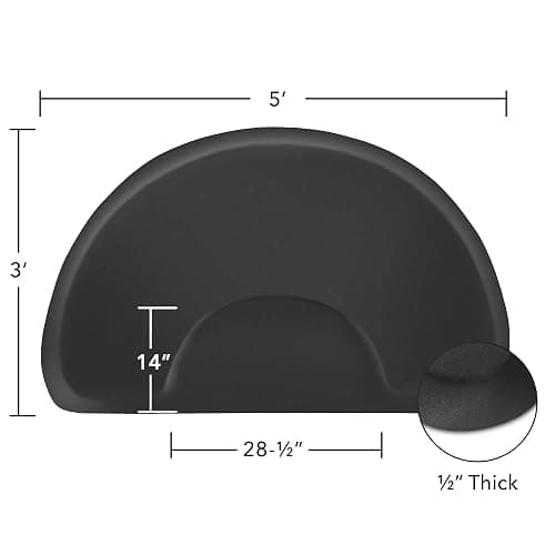 Saloniture 3 ft. x 5 ft. Salon & Barber Shop Chair Anti-Fatigue Floor Mat - Black Semi Circle - 1/2 in. Thick thumbnail 3