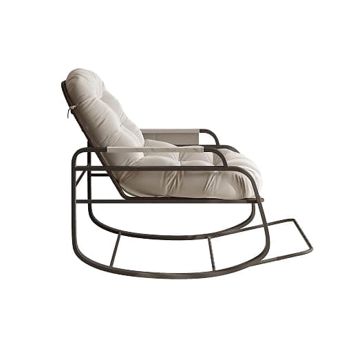BHFFTHK Schaukelstuhl mit fußablage, Schaukelstuhl für drinnen & draußen, Schaukelsessel Wohnzimmer Relaxstuhl mit gepolsterter, bis 150 kg Belastbar für Garten, Wohnzimmer, Beige (Beige-C) thumbnail 9