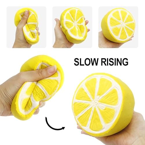 6PCS Jumbo Squishies Slow Rising Strawberry Peach Banana Lemon Watermelon Pineapple Charms Fruit Squishies Cream Scented Stress Relief Kawaii Toys for Kids and Adults thumbnail 5