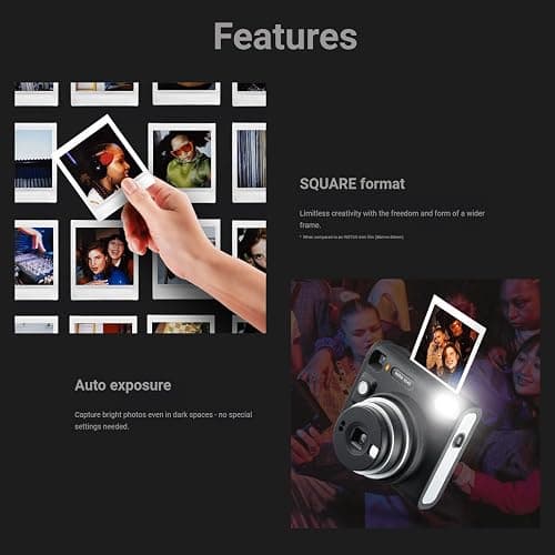 Fujifilm Instax Square SQ40 Instant Camera Black + 20 Instax Film Prints + More thumbnail 5