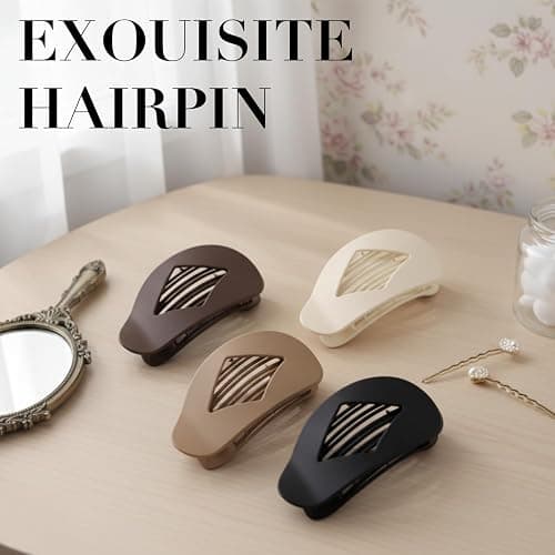 4PCS Flat Hair Clips for Women Simple Duckbill Hair Clips for Women Thick Elegant Hair Flat Claw Clips for Thin Hair for Curly Straight Non Slip Duckbills Flat Hairs Clips Strong Hold Barrettes thumbnail 3