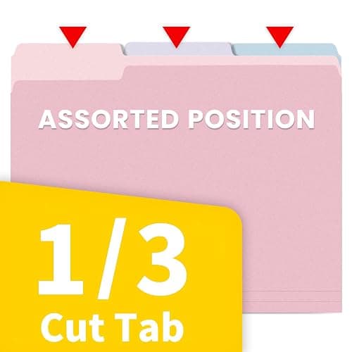 SUNEE File Folders Letter Size 10 Pastel Colors, 100 Pack Manilla Folders 8.5 x 11 1/3-Cut Tabs, Colored File Folders Office Home School for Documents Files Paper thumbnail 5