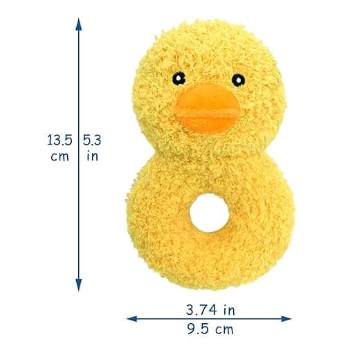 Doindute Baby Duck Soft Rattle Toy, Plush Duck Infant Shaker Rattle Easy-Grasp Stuffed Animal Toy, Gifts for Newborns Babies Toddlers Boys Girls, Yellow, 5.3 Inches thumbnail 4