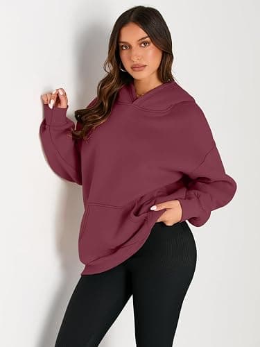 EFAN Women's Oversized Fleece Hoodie, Cozy Plush Pullover Sweatshirt with Pocket thumbnail 2