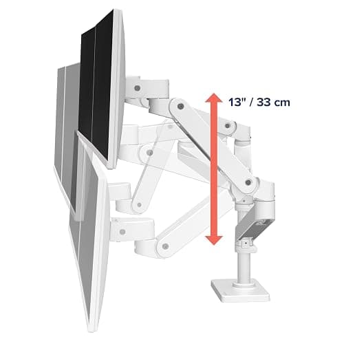 Ergotron – Upgraded LX Pro Premium Vertical Stacking Dual Monitor Arm, VESA Desk Mount – for 2 Monitors Up to 24 Inches, 4 to 22 lbs Each – White thumbnail 6