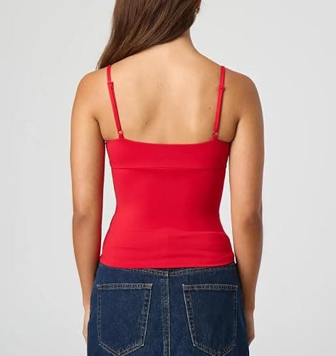 Giraropa Women Summer Basic Cami Shirt Sexy Sleeveless Spaghetti Strap V Neck Tank Top Y2K Slim Fit Going Out Crop Tops thumbnail 4