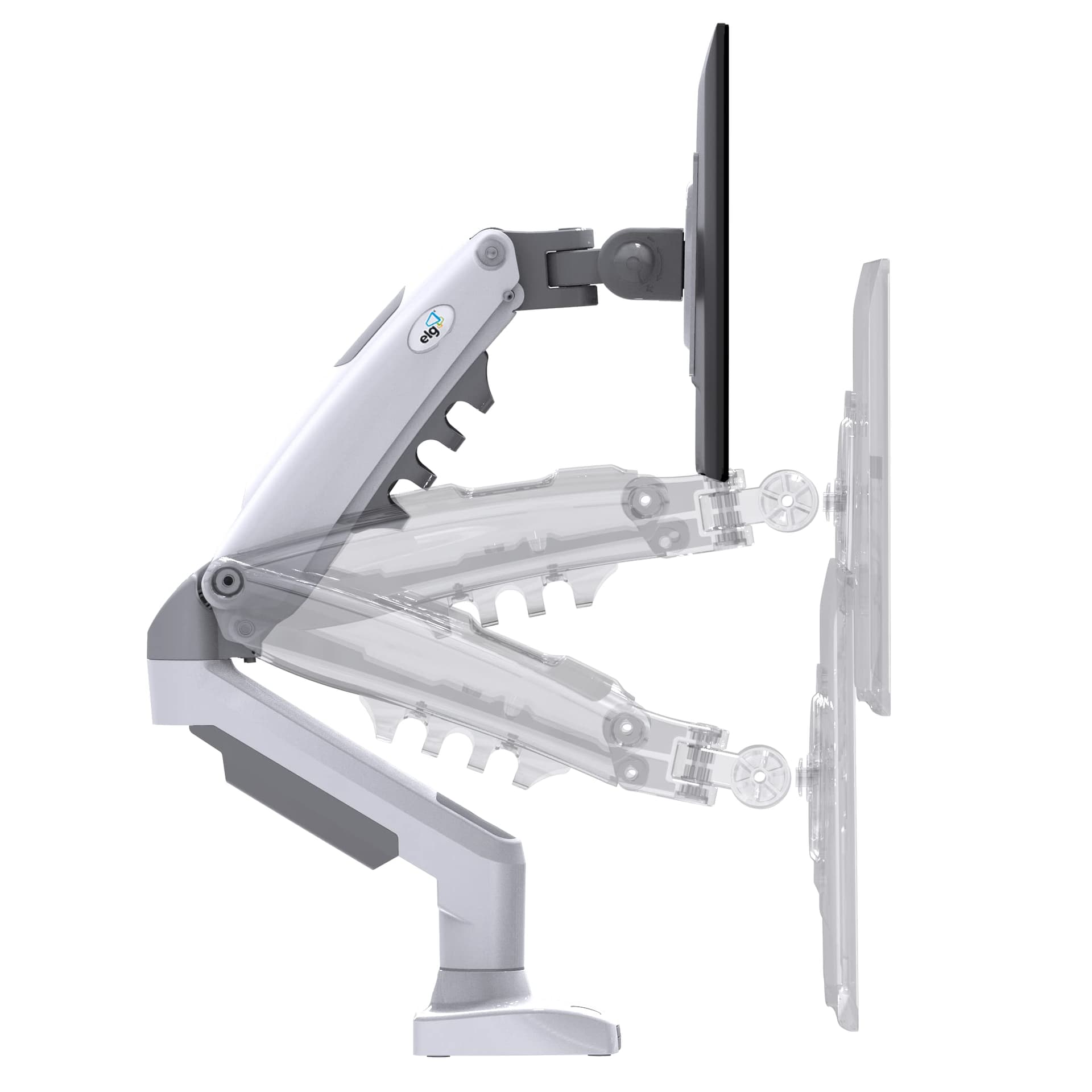 Suporte Articulado de Mesa com Pistão a Gás para Monitores de 17' a 35' Branco - F80W ELG thumbnail 8