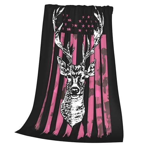 Travel Throw Blanket Warm American Flag camo Funny Deer Hunting Pink Camouflage Ultra-Soft Micro Fleece Blanket Elegant Throw Blanket for Teens, Women Men, Girls Boys thumbnail 4