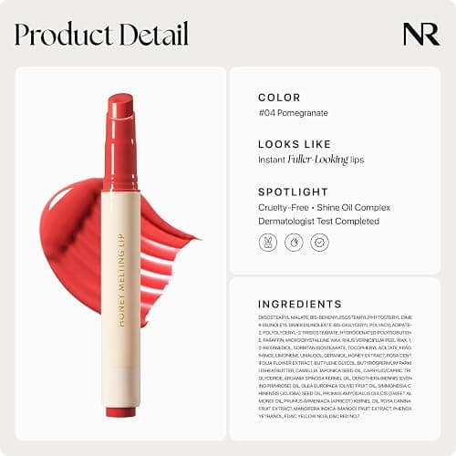 Nature Republic HONEY MELTING LIP (04 POMEGRANATE) SOFT LIP STICK, Hydrating Gloss, Moisturizing balms, Sheer tint, Shine & Glowy Finish, korean make up - 04 POMEGRANATE thumbnail 7