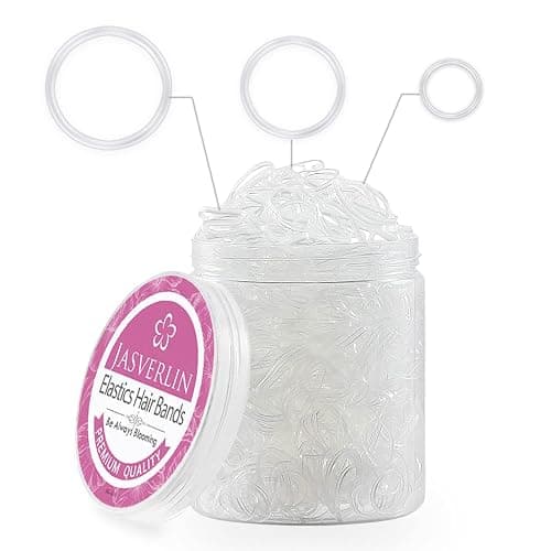 JASVERLIN Clear Hair Elastics, 2000 Pcs Variety Pack of Small, Medium, Large Rubber Bands Ponytail Holders and Polybands for Toddlers, Girls, Women, Baby - Image 1